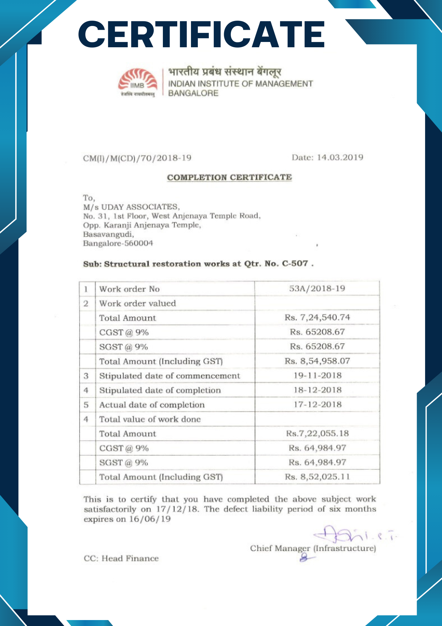 certificate